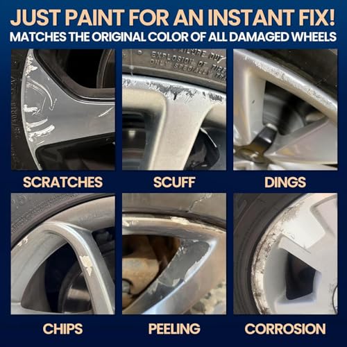 Image of Silver Rim Touch Up Paint, Chrome Wheel Scratch & Curb Rash Repair Pen Kit | Wheel Scratch Repair Kit for Curb Rash, Chrome, Alloy, Aluminum, Enamel, Universal Silver Automotive Paint (1 fl oz)