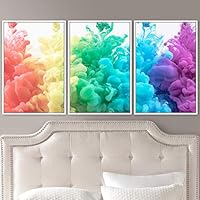 3 Piece Framed Canvas Wall Art Abstract Fluids 3D Abstract Abstract Brushstroke Contemporary - 16