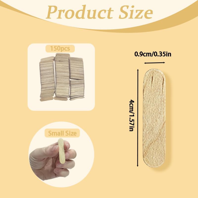 150PCS Mini Popsicle Sticks,Small Popsicle Sticks for Crafts, Natural Wood Popsicle Sticks for Food, Classroom Art Supplies, Homeschool Arts & Crafts, Waxing, DIY Projects and Handwork