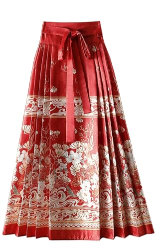 FQLGJMY Women's Horse Face Skirt Pleated Tie Up A-Line...