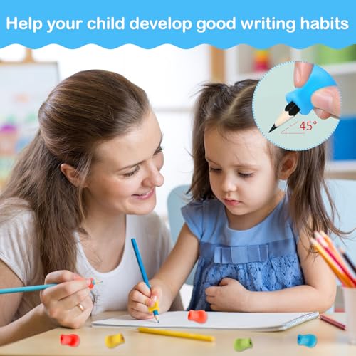 FIHODONE 15 Stück Stiftehalter für Kinder, Schreibhilfe mit 10 Farben, Bleistift Hilfsmittel für Dicke Stifte Schulanfänger, Stifthaltung Griffe