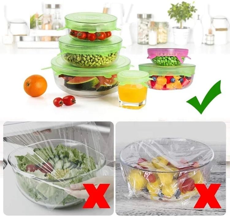 Winberg 6 Pcs Silicone Stretch Lids Flexible Covers for Rectangle Round Square Containers and fruits Lid06 1