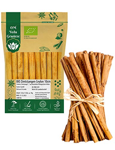 BIO Zimt Ceylon Zimtstangen Ganz 10 CM | Echter Zimt Canehl aus Sri Lanka | Organic Bio-zertifiziert DE-ÖKO-039 | Cinnamon | Für Küche und Tee | 12 bis 15 Stk Cover