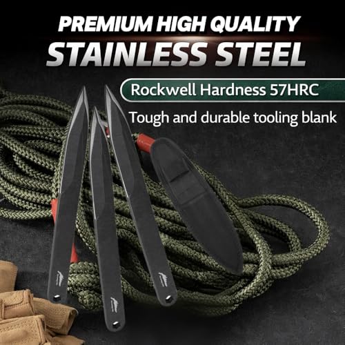 Throwing Life 3-Piece Throwing Tool Practice Set, 9.06 in (23 cm) Solid Stainless Steel Trainers Set, 6.7mm Thick, 6.63 oz (188g) Balanced Design for Target Practice & Outdoor Skill Training, Black Stonewashed Finish