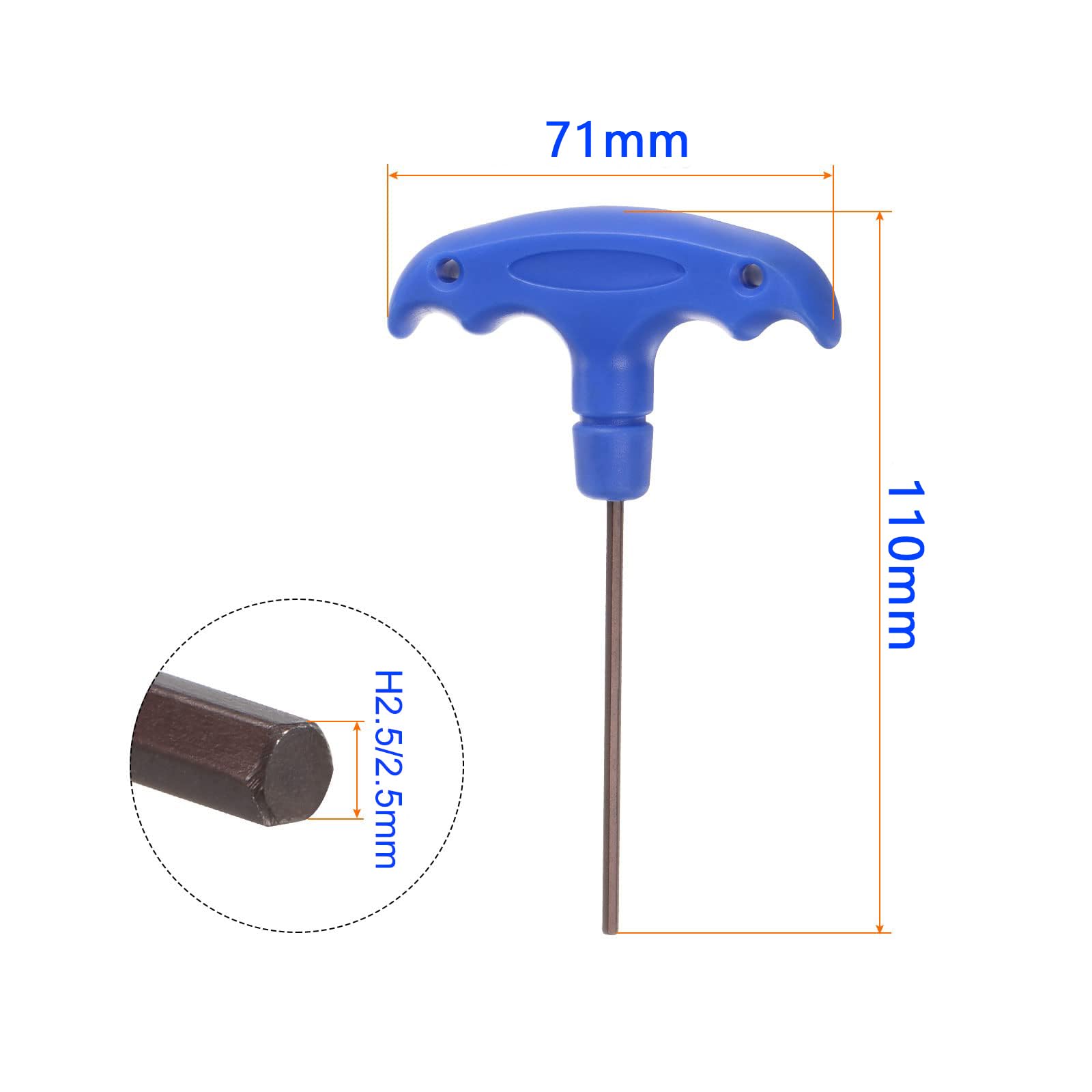 Unifizz H2.5 T-Handle Hex Key Wrench 2.5mm S2 Steel Allen Key Spanner Repair Tool 5 Pcs - Image 2