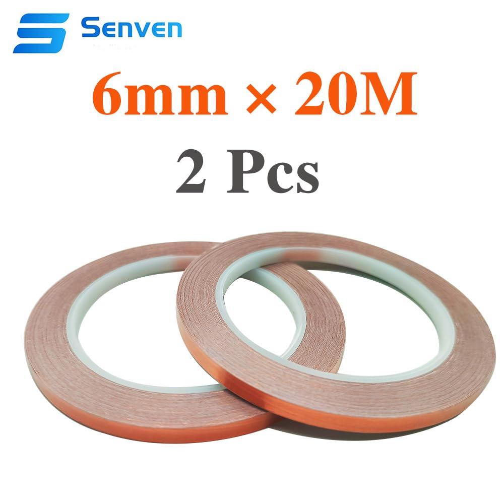 (6 mm × 20 m × 2 pezzi con nastro di schermatura in rame, conduttivo, schermatura EMI e RF, circuito di carta, manutenzione elettrica, saldatura, decorazione. 2 rotoli.