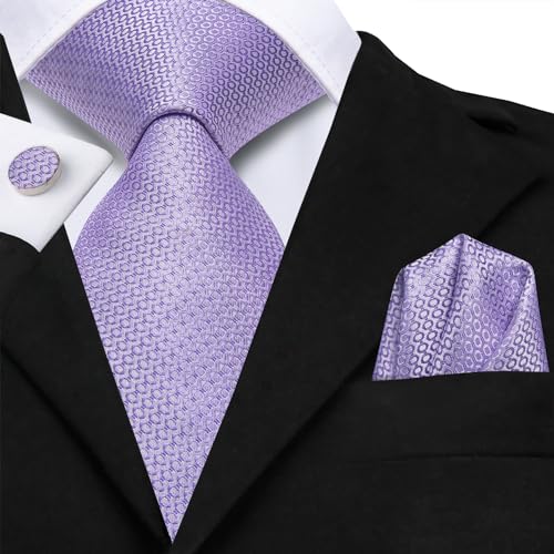 Image of Dubulle Mens Paisley Floral Silk Tie for Men Striped Necktie and Pocket Square Cufflinks Set Wedding Business