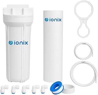 IONIX Pre filter for Water purifier, Compatible for all RO/UV/UF water purifier brand and non branded,Comes with both 1/4 adapter & pipe ro pre filter housing set, 1 Set, White