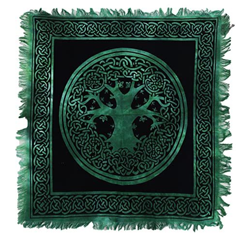 Indian Consigners Altar Green Celtic Tree of Life Tarot Square 18' Tablecloth