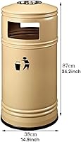 Vista 5 de Botes de basura de metal con cenicero, cubo de basura industrial, contenedor de basura comercial, cesta de metal (marrón)