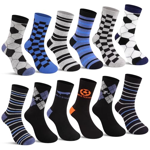 GOVIA 2899 - Calcetines de deporte para niños, adolescentes, ocio, tenis, fútbol, algodón, para niños, adolescentes, ocio, tenis, fútbol, 12 pares - 2873, 31-34 cm