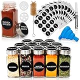 Deco haus Gewürzgläser Eckig mit Gewürzetiketten Gewürzgläser mit Streueinsatz 12er Set - Gewürzdosen Set Gewürzbehälter Gewürzaufbewahrung - Spice jars Gewurzglaeser Gewürzstreuer Glas