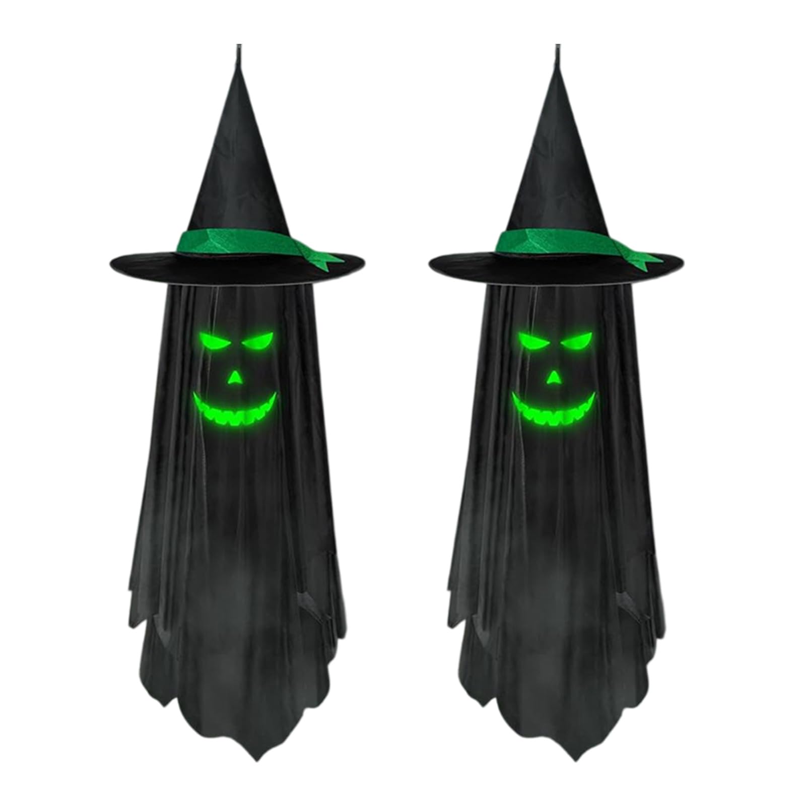 Whoasyst Fabric Specter Ornament with Bright LED Light for Halloween Garden Decoration LED Lighted Hanging Pendant Halloween Glowing Manifestation Decoration