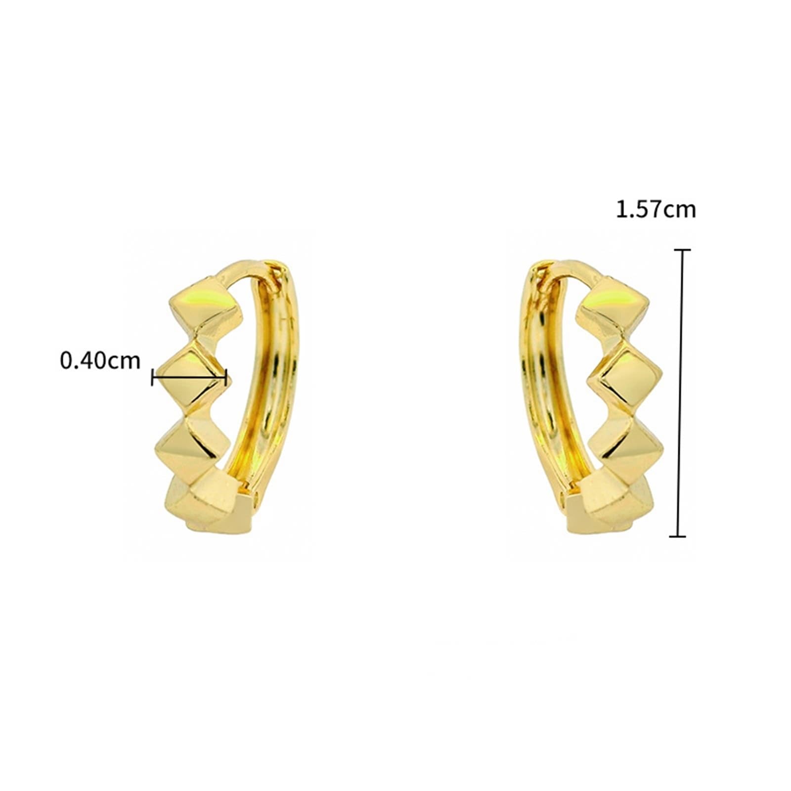 Prawdziwe złoto biżuteria kolczyki 9K/14K/18K, romby Creole Hoop Delikatny Au 375/585/750