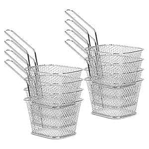 Magiin Mini-Frittierkörbe, 8er-Set, Chrom, für Pommes Frites, Garnelen, Wedges (8er-Set)