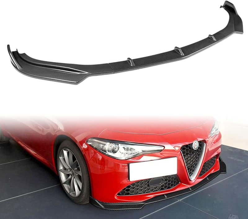 EPARTS 3 Pieces Style Front Bumper Lip Spoiler Splitter Chin Side Body Kit Trim Protection Compatible with 2017-2021 Alfa Romeo Giulia (Painted Carbon Fiber Style)