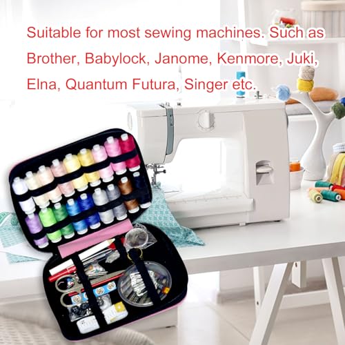 Image of Sewing Kit with Case Portable Sewing Supplies for Home Traveler, Adults, Beginner, Emergency, Contains 18 Sewing Thread, Scissors, Needles, Measure etc,Medium Antique Mauve