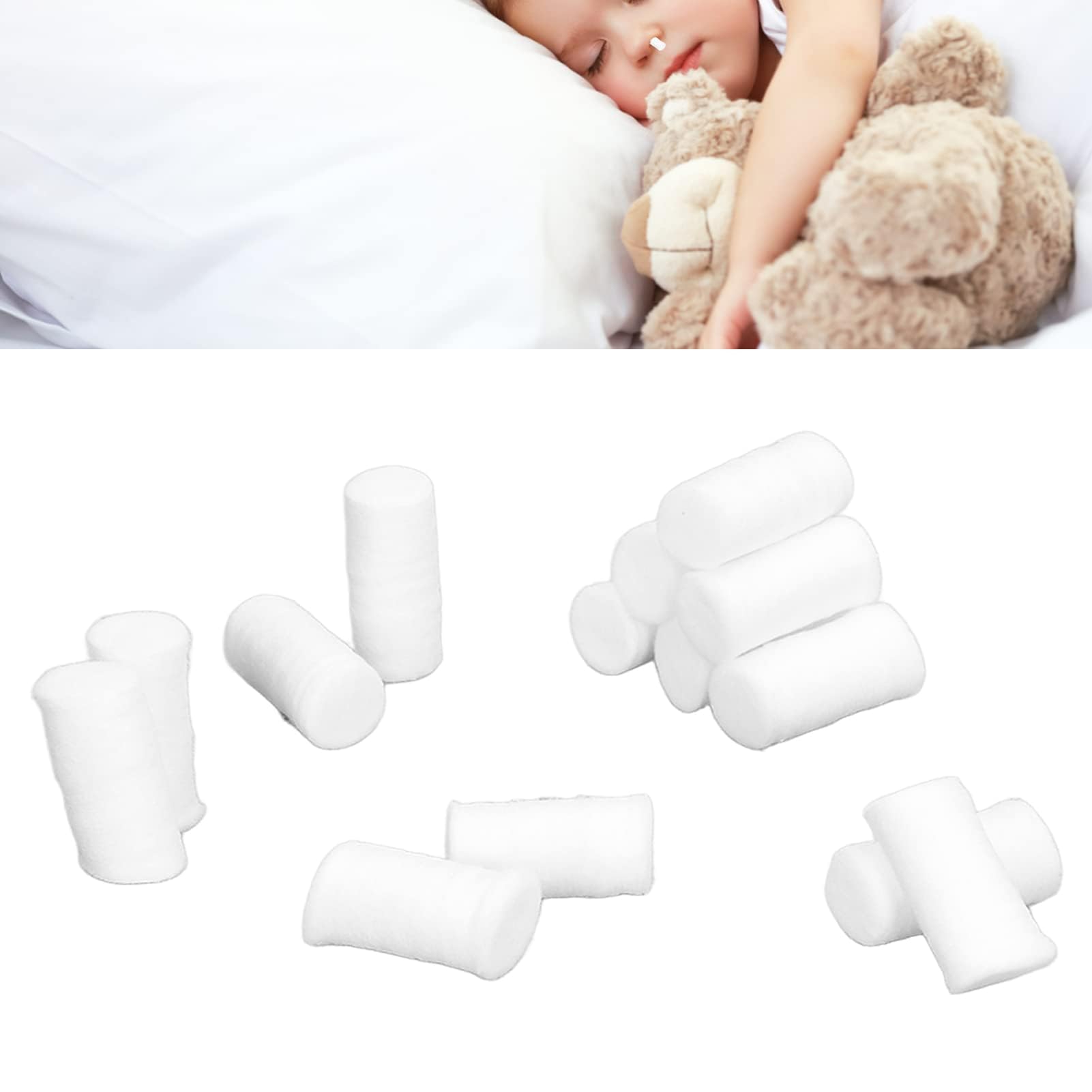 5 Confezioni Tappo Sanguinamento dal Naso per Bambini, Rotoli di Cotone Dentali Tappi Nasali Tampone di Cotone Emostatico per Bocca e Naso, Smette di Sanguinare Velocemente(L)