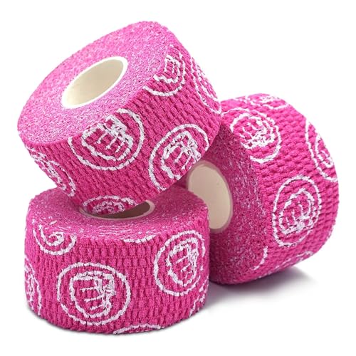 WOD Nation Weightlifting Hook Grip Athletic Tape, Flexible Fabric Thumb & Finger Tape - Easy-Tear, Sweat-Proof, Durable Strips for Powerlifting & Gym, 3-Pack (23 ft Rolls) - Pink