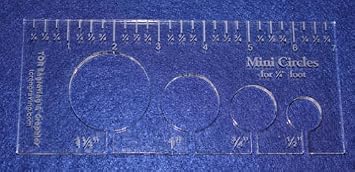 4 Mini Circles Template for 1/4 Inch Foot Clear with Ruler 1/4 Inch Thick