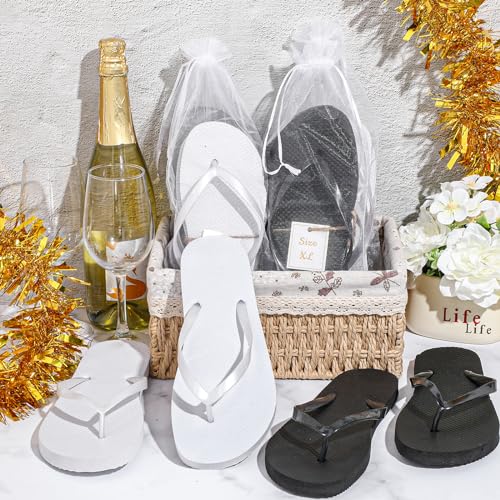 Image of Unittype Flip Flops Bulk for Wedding Guest Slippers Wedding Flip Flops with Cards Bags for Pool Beach Party
