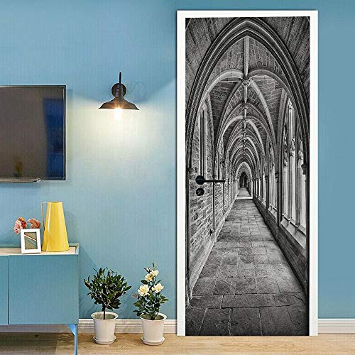 Türtapete selbstklebend Türposter Vintage Palastflur Abnehmbar Fototapete Türfolie Poster Tapete 90x200cm Cover