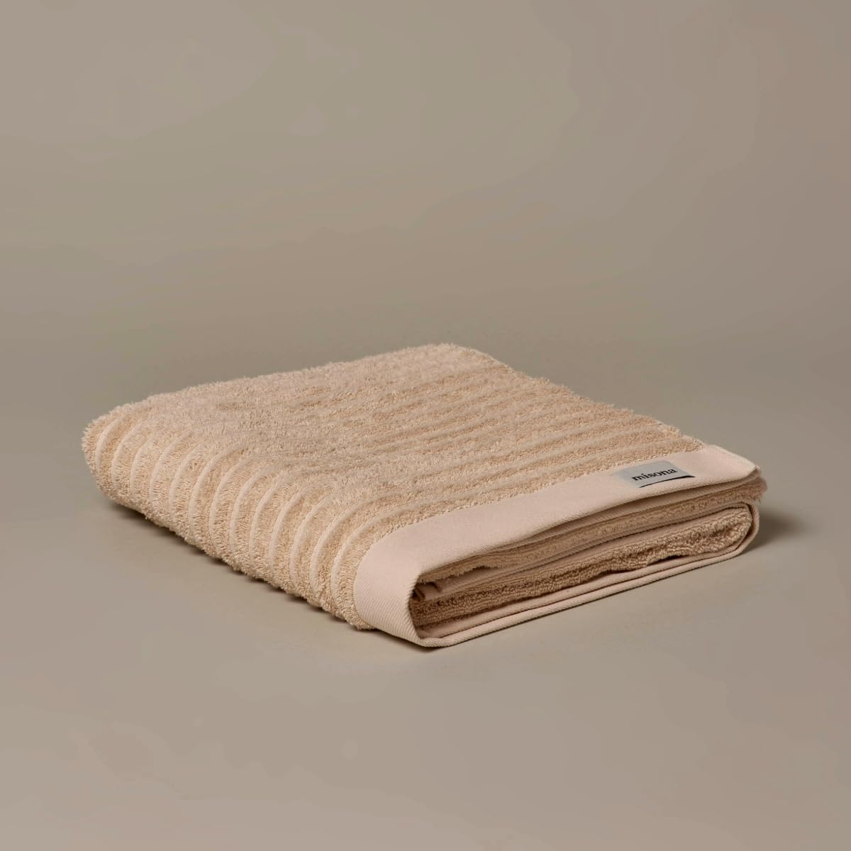 Misona Natural 100% Organic Cotton Bath Sheet 100 X 150Cm – Luxury Heavyweight 650Gsm Ribbed Extra Large Bathroom Towels (Natural)