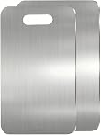 15.3 x 11.4 Inch 304 Stainless Steel Cutting Board,Double Sided | Odor-resistant Metal Chopping Board for Meat,Dough,and Vegetables.Non-slip,Dishwasher Safe,and No Microplastics.