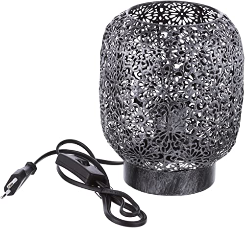 LUSSIOL Luminaire Zephir, lampe décorative métal, 40 W, gris, ø 15 x H 20 cm
