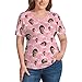 Women Personalized Short Sleeve T-Shirt Funny Custom Face Photo V-Neck Tops Plus Size Floral Printed Summer Blouse(# Flamingo,M)