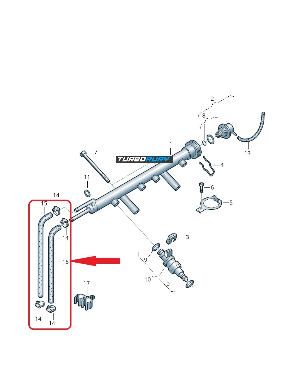 Tubo Carburante di Ricambio - Compatibile con SEAT AROSA 1.4 Compatibile con VW LUPO, POLO, POLO III 100, POLO III 120 1.4, 1.6 - Numero OE 036133321AP, 036133321A