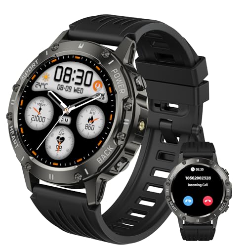 Kimeag Smart Watch for Men Fitness Tracker: Digital Bluetooth Mens Watches Running Waterproof Make Answer Call Smartwatch for Android Phones Step Pedometer Heart Rate Monitor Sleep