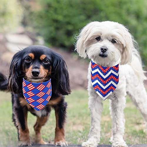 American Independence Day Dog Bandanas - 2Pcs Birthday Gift Washable American Flag Printing Blue Red Dog Bib Double Reversible Scarf Adjustable Accessories For Small To Large Dog Puppy Cat #TOP6