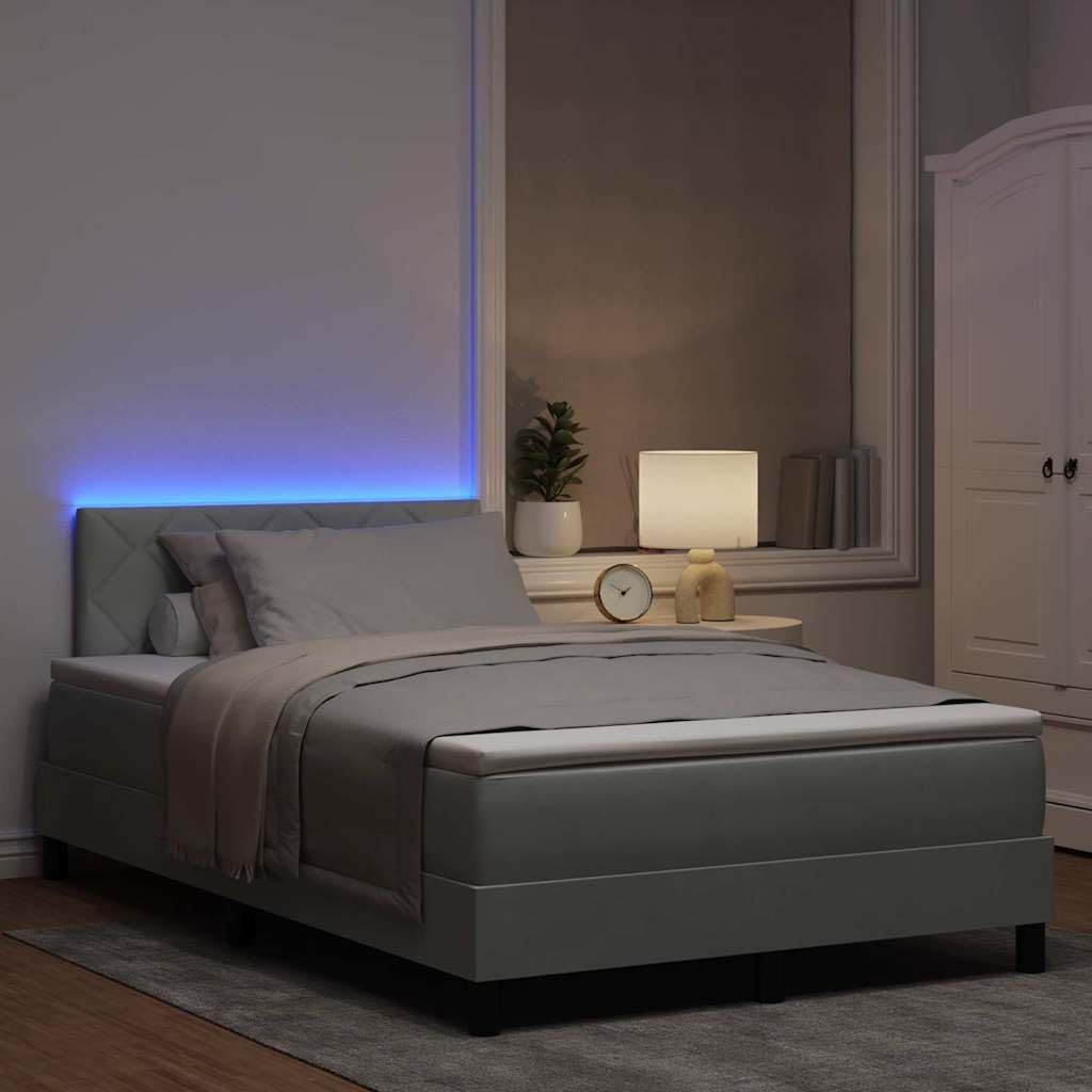 Aksamitne z regulowanym wezgłowiem LED Szary 120 x 200 cm