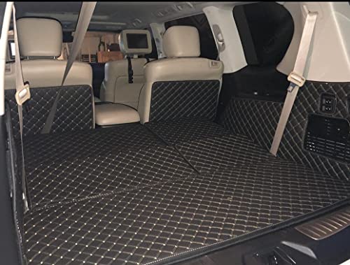 Worth-Mats 3D Full Coverage Car Trunk Mat For Infiniti Qx80/Qx56 (With Center Console On The 2Nd Row) / Nissan Armada -Black #TOP3