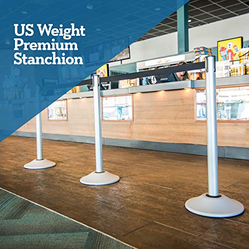 Us Weight - U2103Ext Heavy Duty Premium Steel Stanchion With Extended 13-Foot Retractable Belt – Silver #TOP1