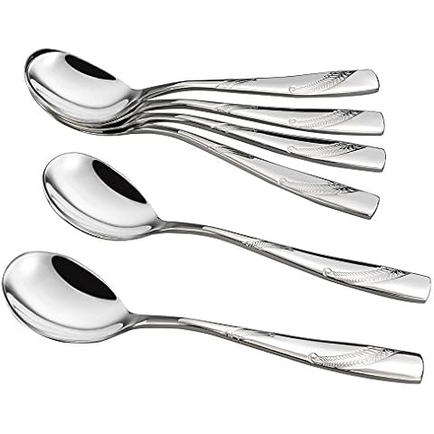 Nicesh 6-Piece Stainless Steel Large Buffet Serving Spoon, Large Kitchen Spoon, F Cover