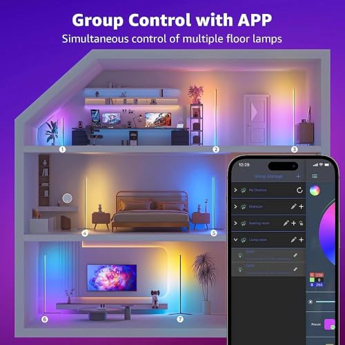 Image of LED Floor Lamp RGB+IC, Smart Corner Lamp, Modern for Living Room Bedroom (Pack-1)