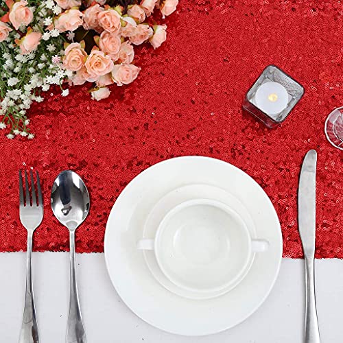 Eternal Beauty Red Table Runner for Wedding, 5PCS-12x108 Sequin Table Runner Decorations for Birthday Parties, Banquets, Graduations,Christmas — view 3