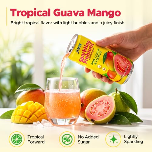 Image of Jans Sparkling Prebiotic & Collagen Soda Beverage, Pink Guava & Mango