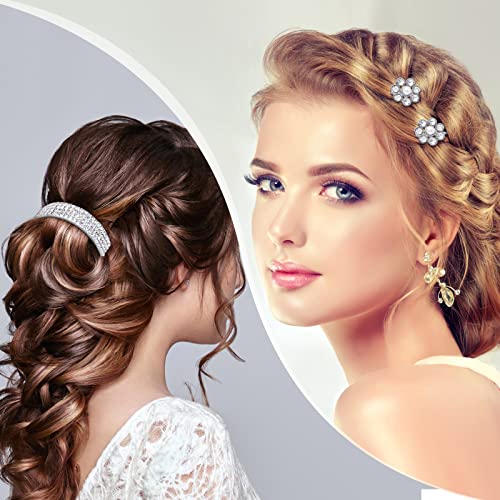 Chunyin 10 Pieces Rhinestone Bobby Pins Silver Hair Metal Bling Barrettes Small Semicircle Decorative Spring Grip Clips Crystal Ponytail Holder Wedding Accessories For Women Girl, Piece Set #TOP3