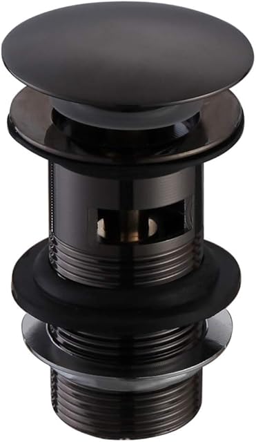 JT Pickfords | Matt Black Slotted Basin Sink Push Pop Up Click Clack Waste Plug | Easy Clean