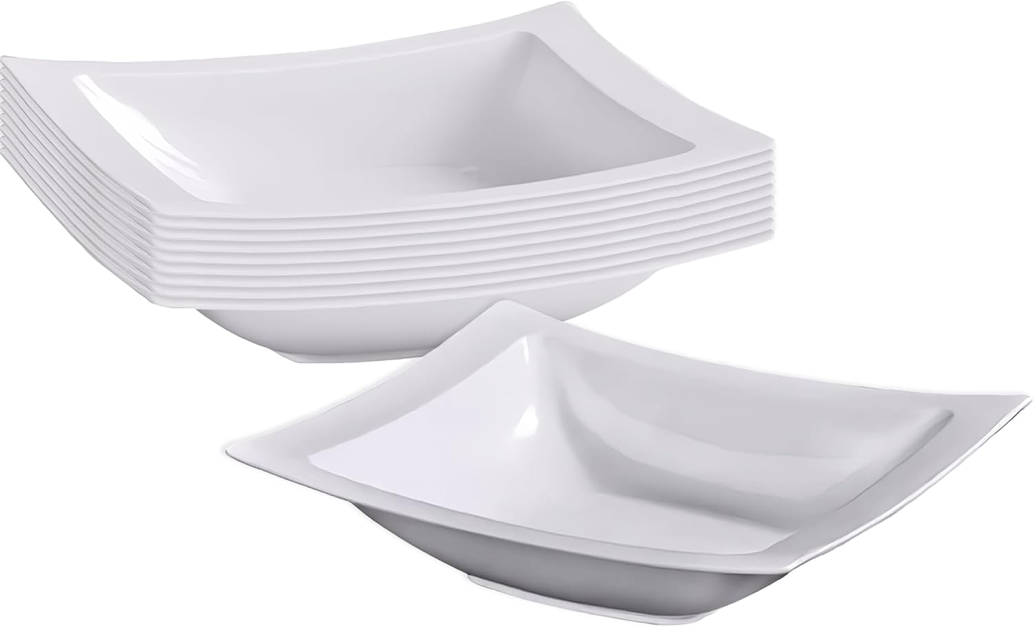 Lillian Tablesettings Magnificence Bowls - 10-Pack 14oz White Plastic Disposable Bowls With Silver Edge - View #11