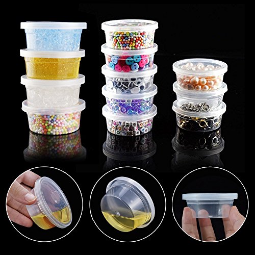 Image of Augshy Small Slime Containers With Lids, 50 Pack Hawaiian Shaved Ice Mold Jello Shot Cups Condiment Containers Plastic Portion Cups with Lids for Salad Dressing Food Storage Containers (2 oz)