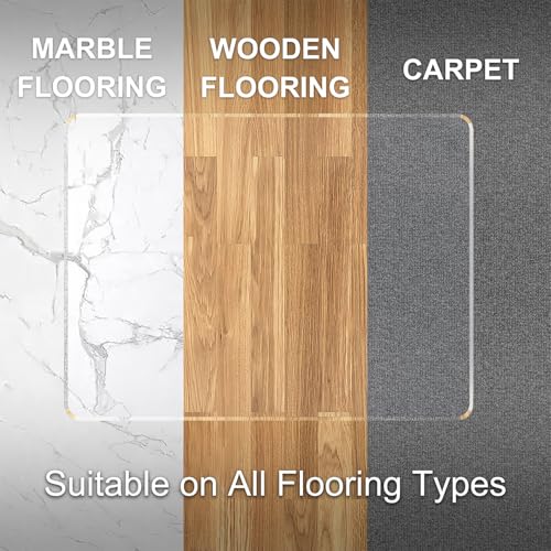 Image of MESAILUP Beveled Edge Office Chair Mat for Carpet or Hardwood Floor 42 inch x 42 inch Clear Chair Mats for a Smooth Glide and Easy Roll On /Off, Heavy Duty and Non-Slip Pad Floor Ultimate Desk Chair Mat