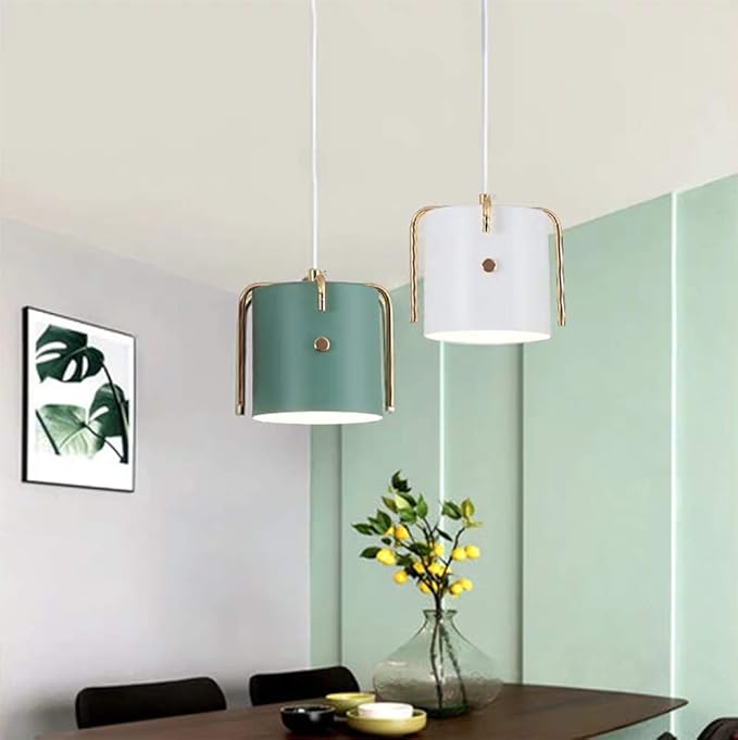 Chrasy Hanglampen In Scandinavische Stijl, Moderne Industriële Metalen Plafondverlichting Met Koperdraad Decoratieve Lampenkappen Voor Eetkamer, Keuken, Coffeeshop, Kroonluchter (Groen) photo 3
