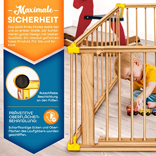 KIDUKU® 7,2 Meter Laufgitter XXL klappbar inkl. Tür, bestehend aus 8 Elementen, individuell formbar Laufstall Absperrgitter