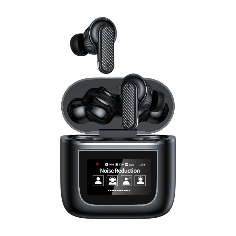 Wireless Earbuds Bluetooth 5 3 with Smart Touch Screen Headphones Wireless Sports Earphones ANC Active Noise Cancellation Headphones