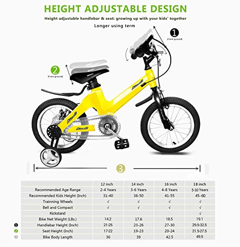 Vélo pour enfant 14 pouces - Rouge - Universel - Avec roues de soutien et bouteille d'eau - Vélo débutant pour filles et garçons de 3 à 6 ans