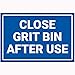 Produktbild V Safety 72107BF-RB VSafety Close Grit Bin After Use Sign 400 mm x 300 mm  2 mm Hartplastik, blau